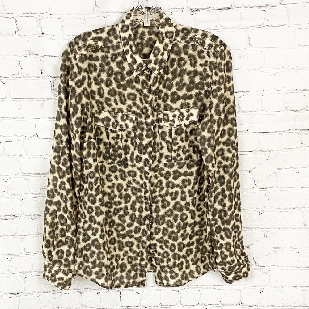 Banana Republic Heritage Animal Print Blouse SZ S